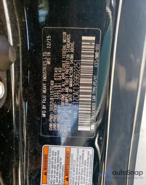 2016 Subaru Brz 2.0 Limited из США, поврежденный, VIN JF1ZCAC13G9602251